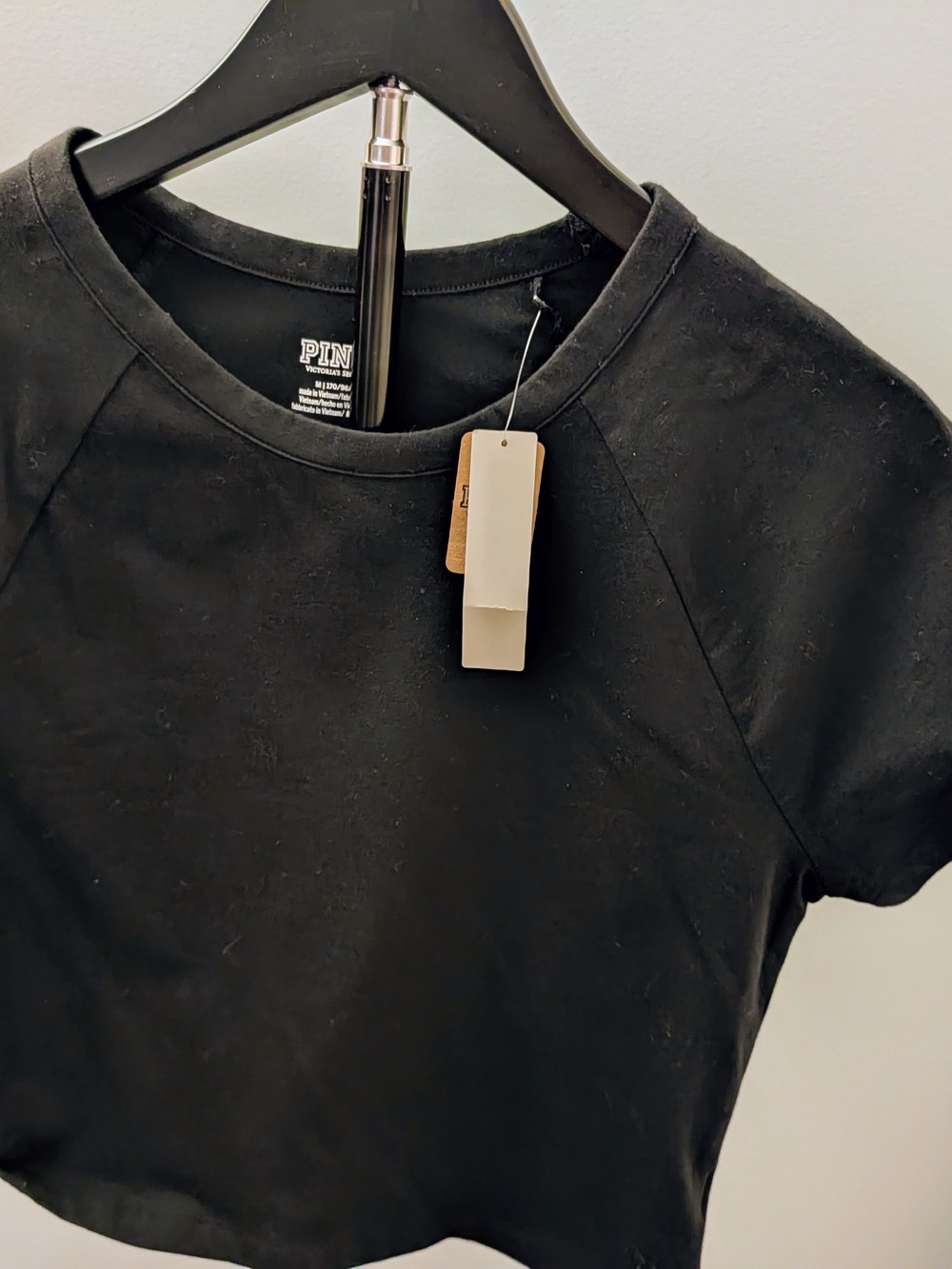 Victoria's Secret PINK Black Short Sleeve Crop Tee